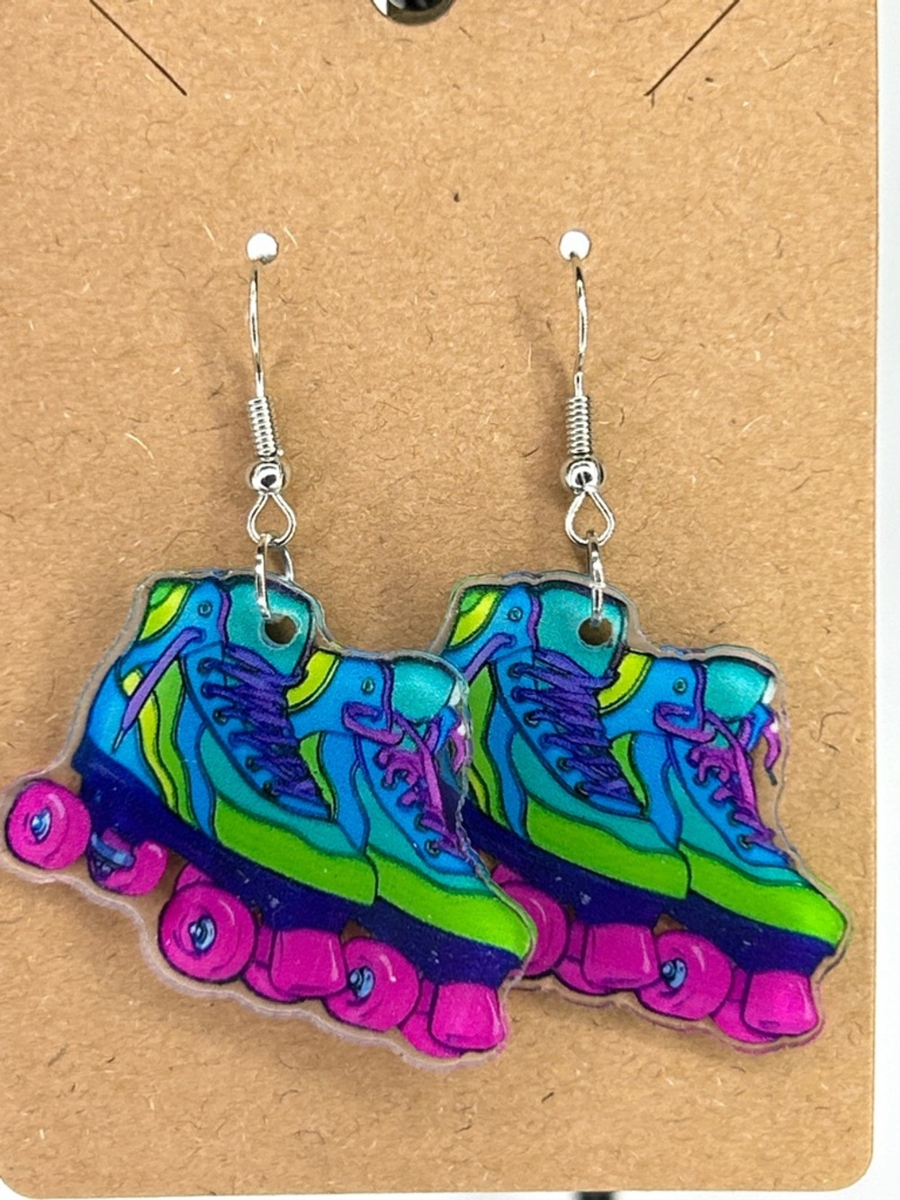 Colorful Roller Skate Dangle Earrings - Vibrant Blue & Pink Fashion Jewelry